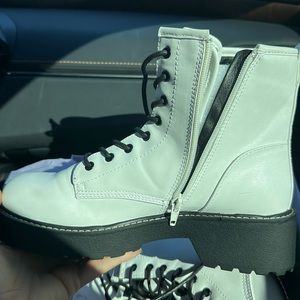 Madden girl white combat boots